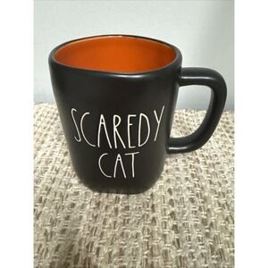 Rae Dunn by Magenta Collection Scaredy Cat Black Orange 20 oz Coffee Mug Cup NEW